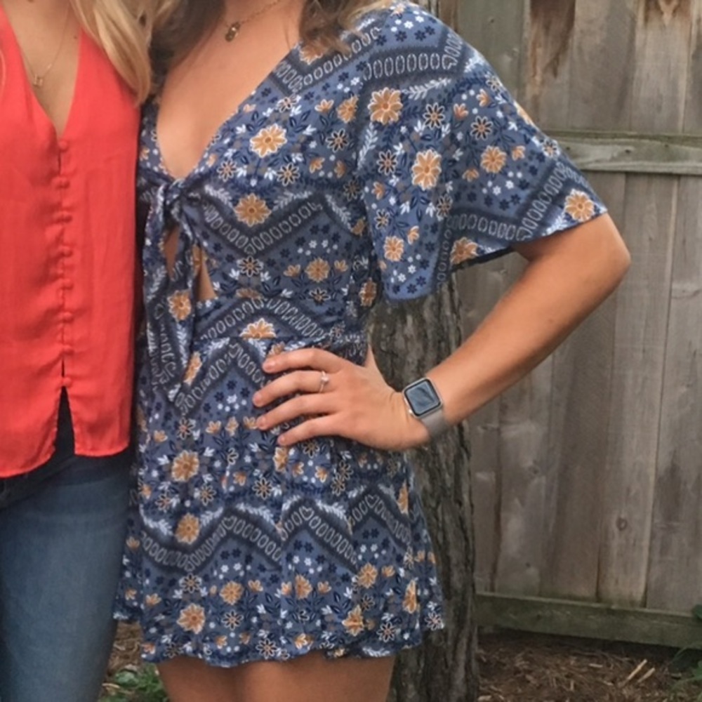 Blue floral romper